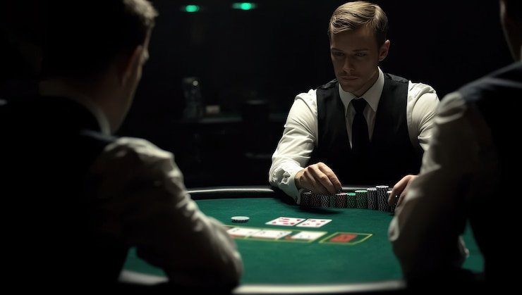 Studio multi-kamera dealer langsung buxstore dengan dealer profesional di meja blackjack
